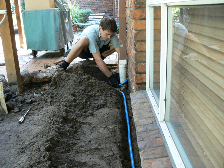 Termite reticulation barrier installation.